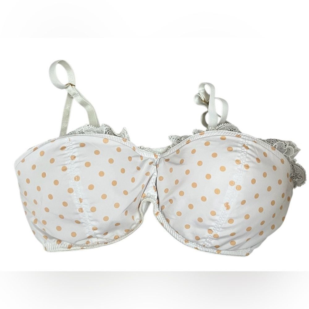 Blush Bra Yellow Polka Dot Balconette Bra White Bras, 34B